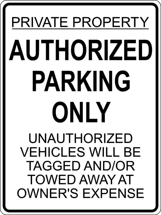 Authorized Parking Sign - Black