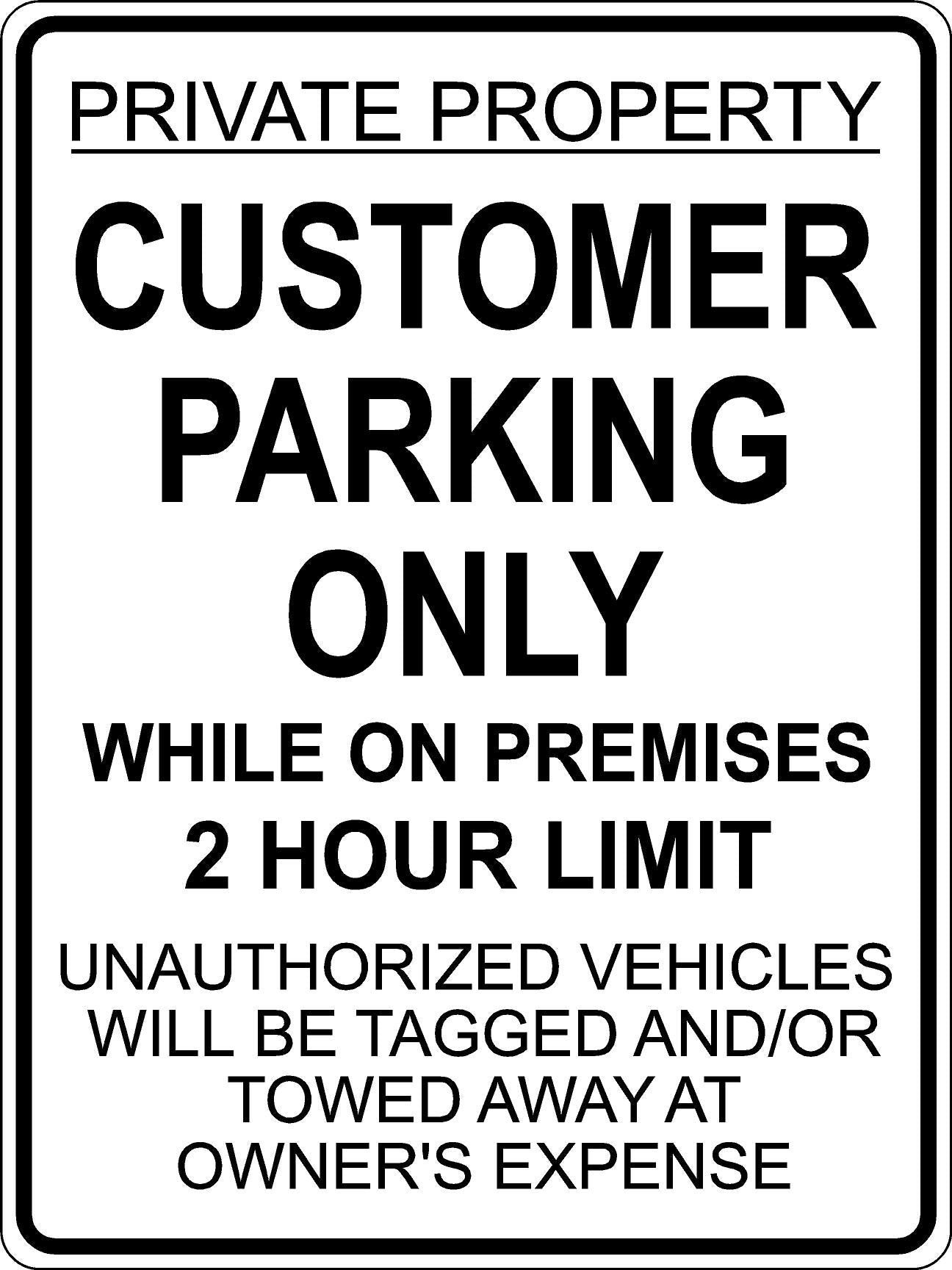 Customer Parking – 2 Hour Limit Sign