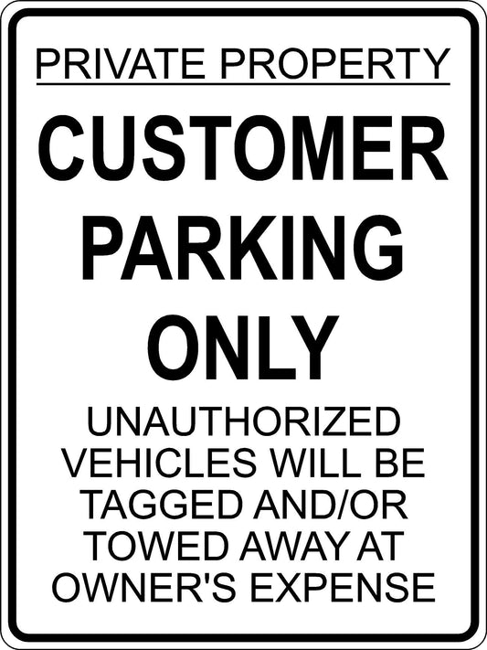 Customer Parking Only Sign - Black