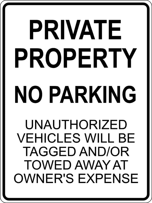 Private Property – No Parking Sign - Black