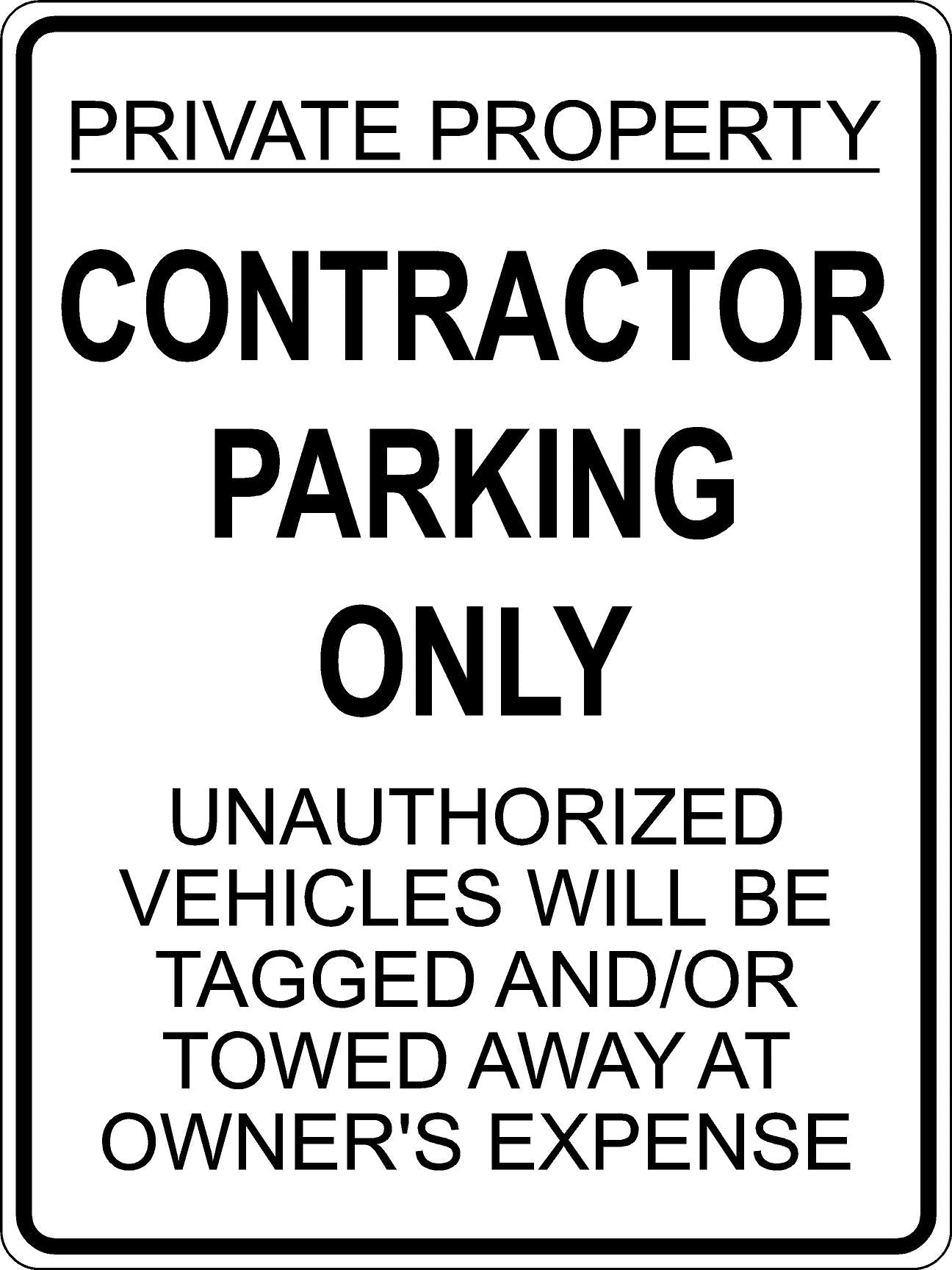 Contractor Parking Only Sign - Black