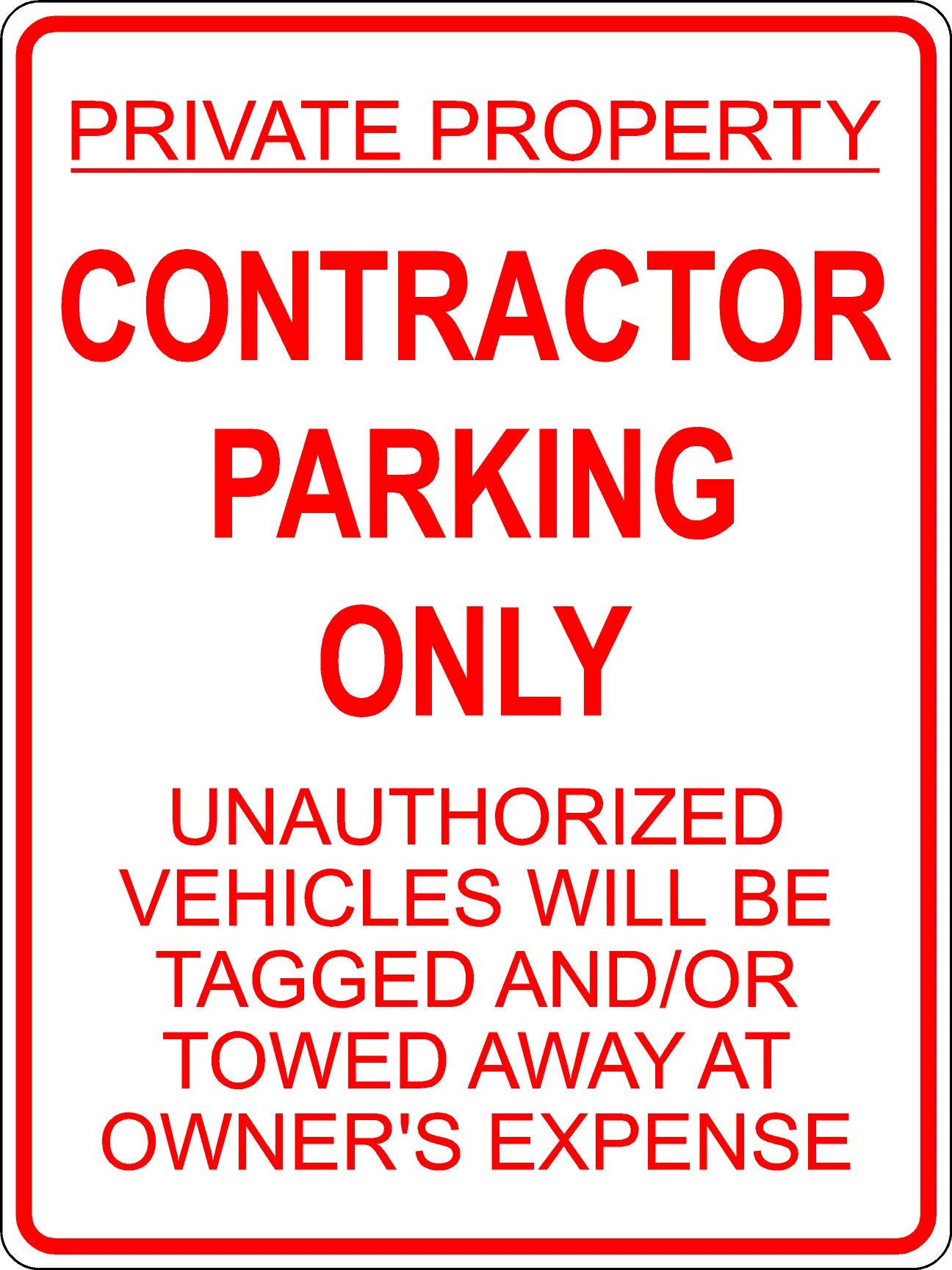 Contractor Parking Only Sign - Red