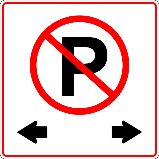 No Parking Sign with Arrows