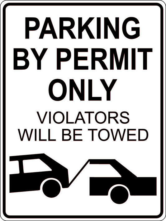 Parking By Permit Only Sign - Black