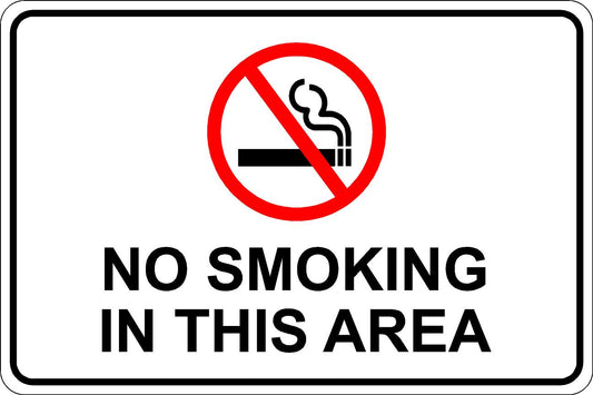 No Smoking in this Area Sign - White