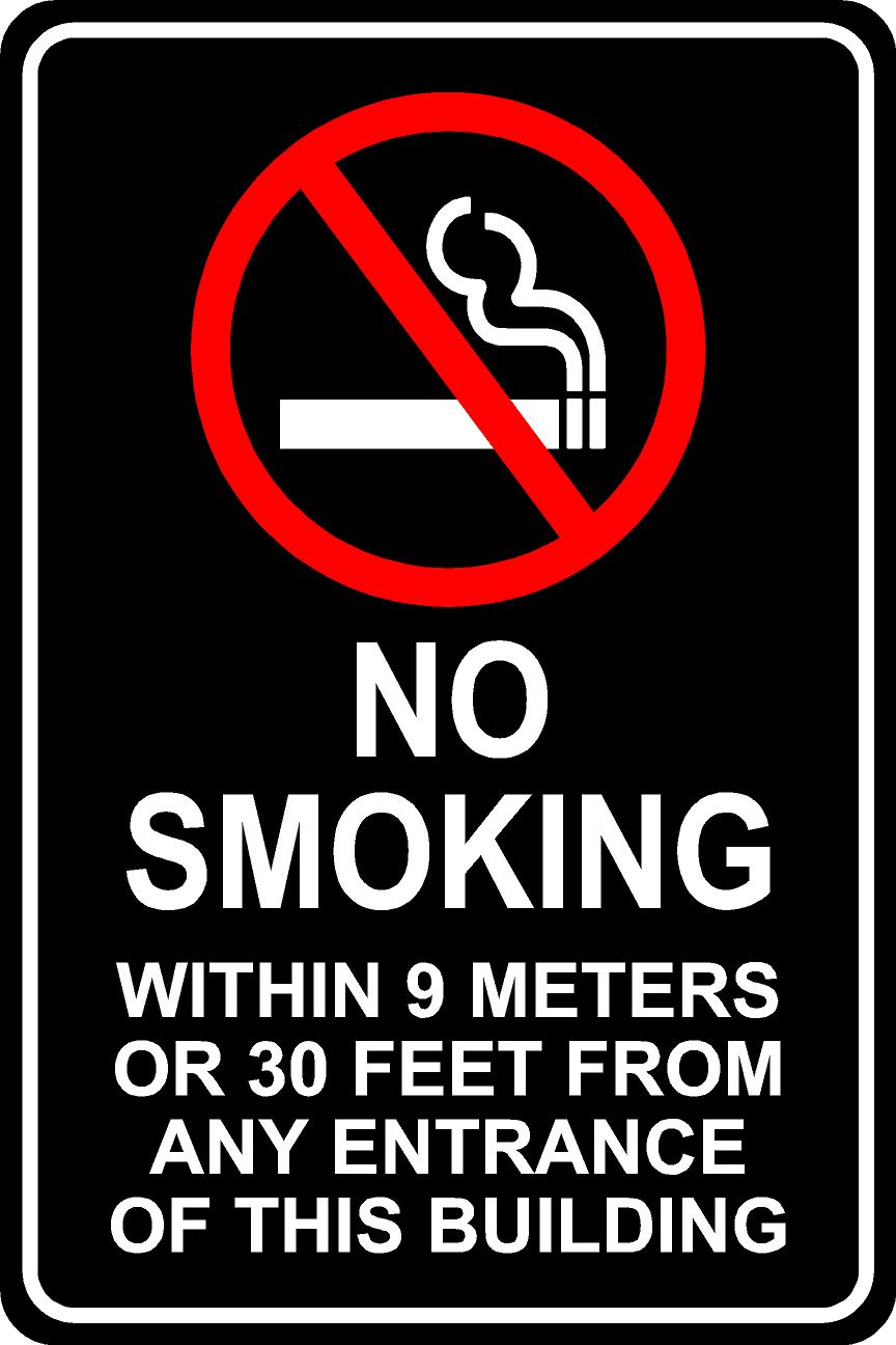 No Smoking Near Entrance Sign - Black