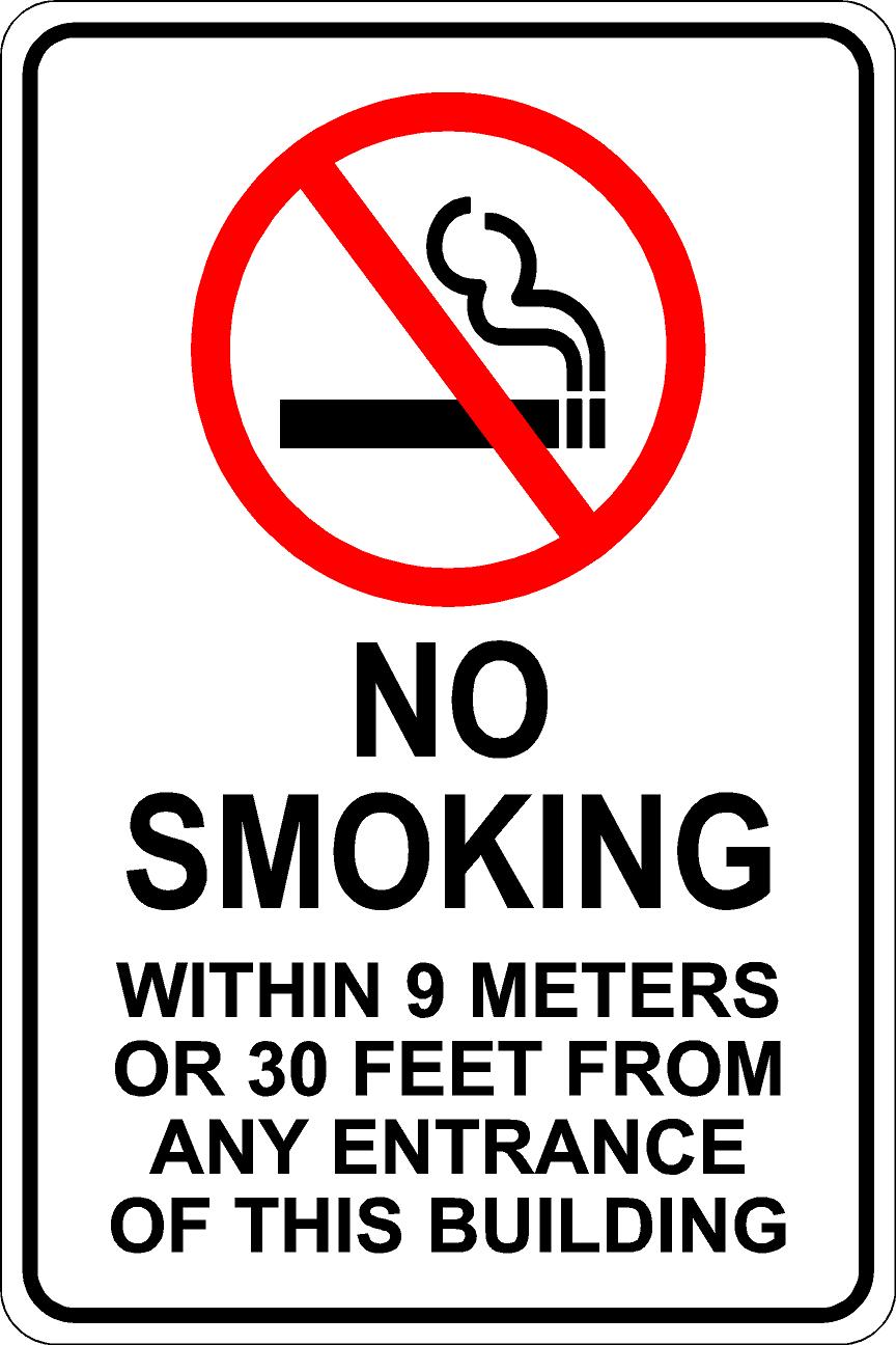 No Smoking Near Entrance Sign - White