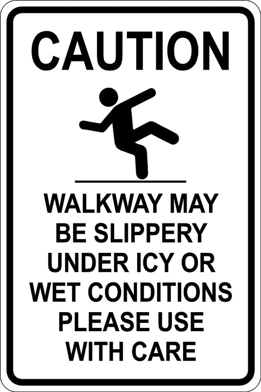 Walkway Slippery Sign - White