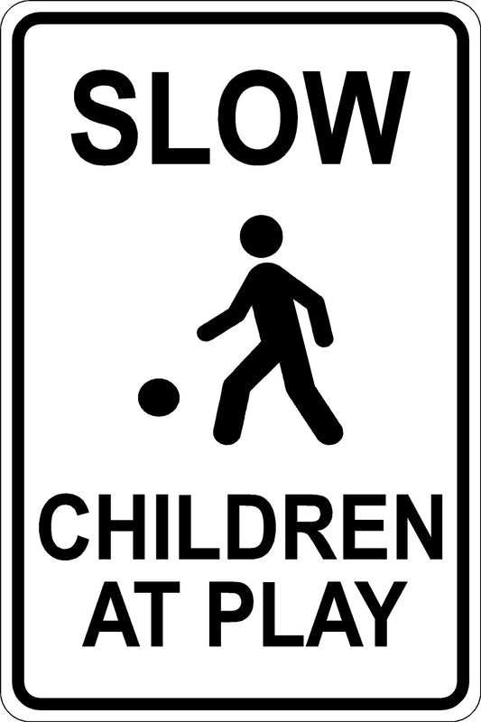 Children At Play Sign - White